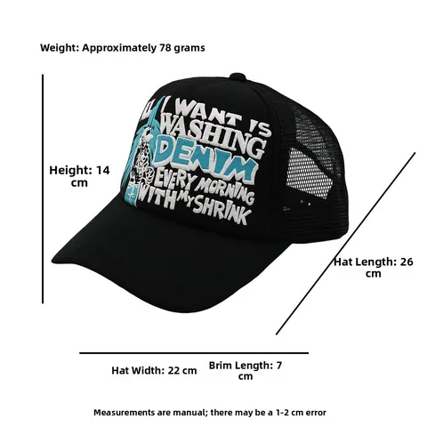 Unisex Mesh Trucker-Kappe Mit Puff-Druck Buchstaben Cartoon Amerikanische Retro Atmungsaktive Verstellbare Polyester Baseballkappe Für Outdoor