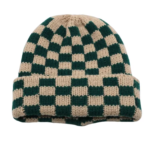 Schaakbord Gebreide Beanie Muts Voor Heren Dames Winter Warm Acryl Omslag Skull Cap Outdoor Mode Geblokte Hoofddeksels