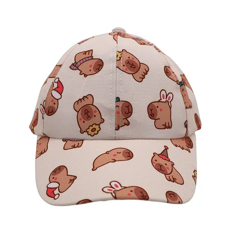 Kinder Cartoon Wasserschwein Druck Baseballkappe Verstellbar Polyester Sonnenhut Für Jungen Mädchen Kleinkind Outdoor Freizeit Kappe