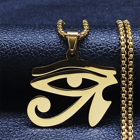 Ancient Egyptian Eye Of Horus Pendant Necklace Stainless Steel Pharaoh Protection Symbol Jewelry For Men Women Unisex Accessory