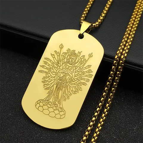 Collar Con Colgante De Buda Guan Yin De Mil Manos De Acero Inoxidable Chapado En Oro De 18 Quilates Joyería Religiosa Con Cadena De Caja