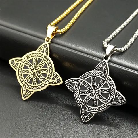 Edelstahl Hexenknoten Anhänger Halskette Für Herren Damen Keltischer Knoten Wikinger Retro Geheimnisvoller Schmuck Geschenk