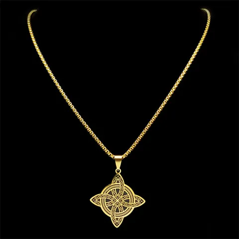 Edelstahl Hexenknoten Anhänger Halskette Für Herren Damen Keltischer Knoten Wikinger Retro Geheimnisvoller Schmuck Geschenk