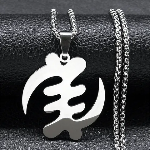 Κολιέ Με Μενταγιόν Σύμβολο Adinkra Gye Nyame Δυτικής Αφρικής Κοσμήματα Από Ανοξείδωτο Ατσάλι Έθνικ Αλυσίδα Box Για Άνδρες Γυναίκες