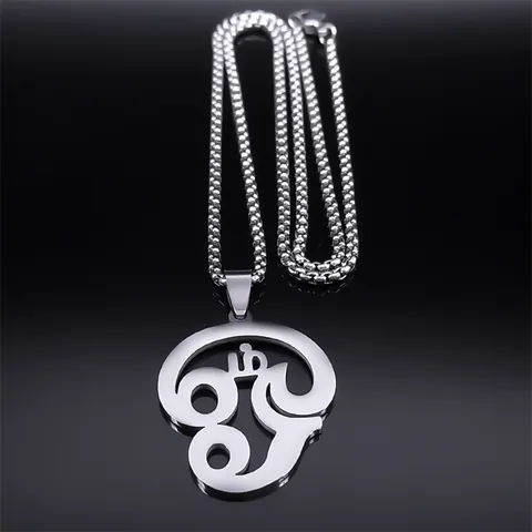 Collar Con Colgante Religioso Símbolo Tamil Om de Acero Inoxidable Joyería Espiritual Para Hombres Mujeres Cadena de Caja Minimalista