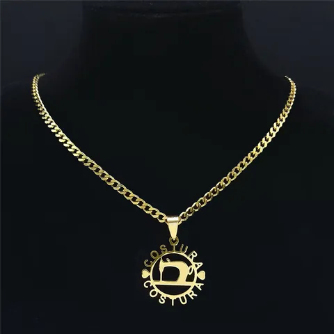 Stainless Steel Sewing Machine Pendant Necklace For Men Women Gold Plated Costura Hollow Round Jewelry Professional Gift