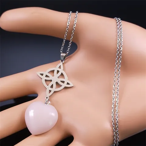 Edelstahl Leuchtende Herz Halskette Leuchtet Im Dunkeln Keltischer Hexenknoten Anhänger Vintage Schmuck Für Damen Herren