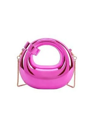 Niche Design Acrylic Chain Evening Bag Women Fashion Glossy Horseshoe Shaped Crossbody Bag Luxury Handheld Clutch Purse