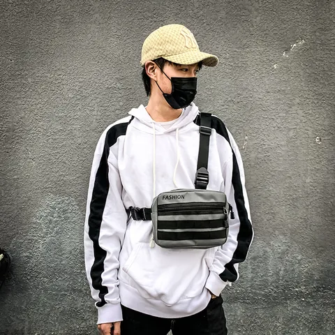 Tactical Chest Rig Bag Oxford Cloth Adjustable Streetwear Utility Vest Bag Men Women Fashion Crossbody Sling Bag