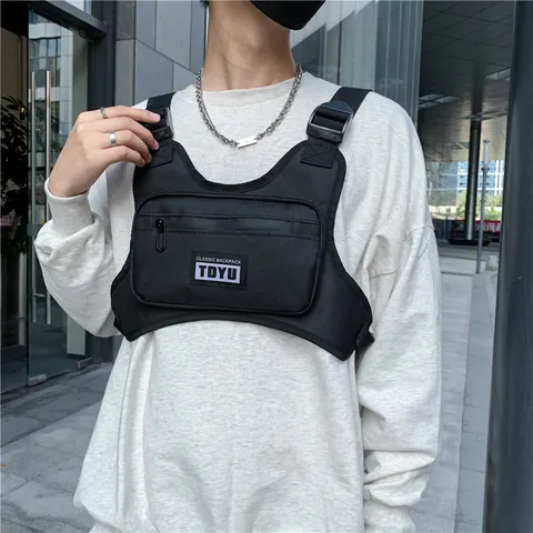 Unisex Techwear Tactical Chest Rig Bag Functional Oxford Cloth Hip Hop Streetwear Adjustable Multi Pocket Chest Pack TDYU