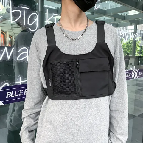 Tactical Chest Rig Bag Streetwear Hip Hop Functional Nylon Multi-Pocket Adjustable Vest Bag Techwear Outdoor Chest Pack Unisex