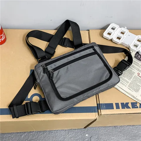 Men Tactical Chest Rig Oxford Cloth Techwear Bag Multi Pocket Adjustable Streetwear Hip Hop Vest Utility Bag Outdoor Workout
