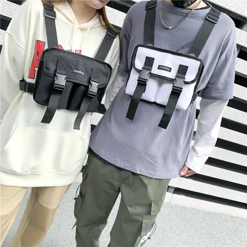 Tactical Chest Rig Bag Streetwear Techwear Oxford Cloth Multi Pocket Adjustable Strap Functional Utility Vest Bag Unisex