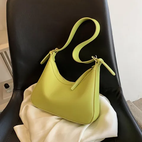 Bolso De Axila Minimalista De Cuero PU Para Mujer Color Sólido Hobo Bolso De Hombro Correa Ajustable Moda Callejera Bolso Diario