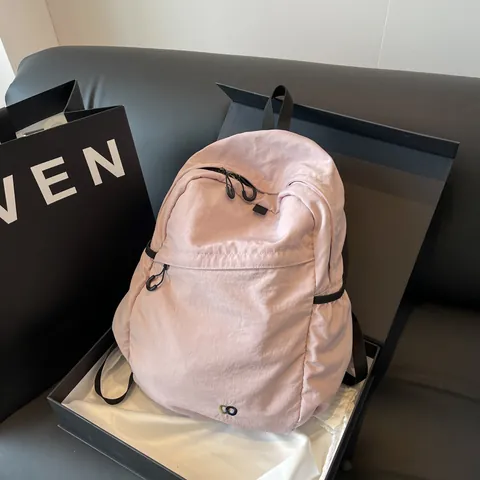 Women Minimalist Nylon Backpack Large Capacity Solid Color School Bag For Girls Casual Urban Travel Daypack