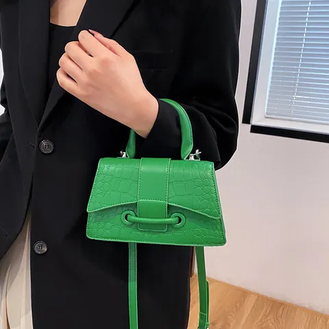 Bolso de Mano de Mujer en Cuero PU con Relieve de Cocodrilo Forma de Reloj de Arena Bolso de Hombro con Solapa y Correa Desmontable