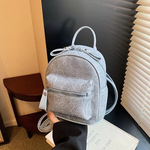 Dames Mode Mini Rugzak Marmerpatroon PU Leer Kleine Casual Reistas Schooltas Met Strik En Verstelbare Bandjes