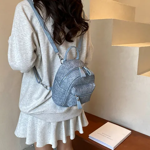 Dames Mode Mini Rugzak Marmerpatroon PU Leer Kleine Casual Reistas Schooltas Met Strik En Verstelbare Bandjes