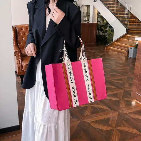 Women Large Felt Tote Bag Letter Print Ribbon Strap Handbag Casual Commute Shoulder Bag Large Capacity Square Shopping Bag
