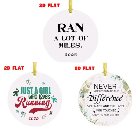 Adorno Colgante para Árbol de Navidad de Acrílico Redondo Conmemorativo Maratón 2025 Regalo Navideño 2D Plano Hogar