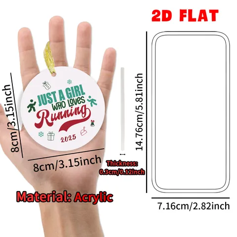 Adorno Colgante para Árbol de Navidad de Acrílico Redondo Conmemorativo Maratón 2025 Regalo Navideño 2D Plano Hogar