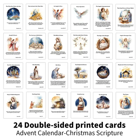 Weihnachts Adventskalender Karten Doppelseitig Bibelvers Aquarell Karten Für Feiertagsdekoration Meditation Gebetskarten