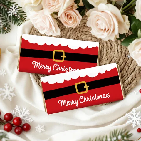 Weihnachten Schokolade Süßigkeiten Verpackung Aufkleber Weihnachtsmann Gürtel Schneeflocke Festliche Party DIY Geschenk Dekoration