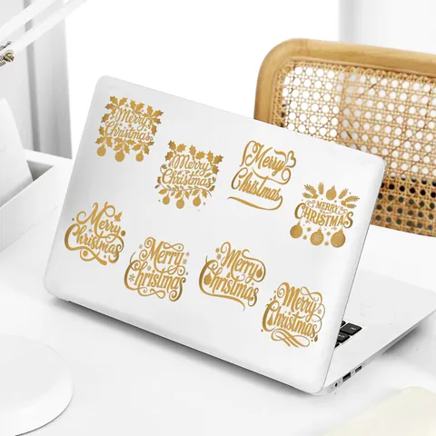 Gouden Merry Christmas UV DTF Transfer Stickers Voor Glazen Bekers Waterdichte Rub On Decals Voor Vakantiefeest DIY Decoratie