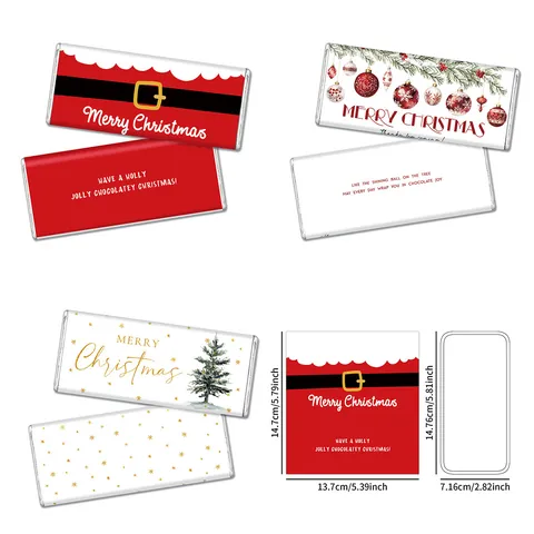 Weihnachten Schokolade Süßigkeiten Verpackung Aufkleber Weihnachtsmann Gürtel Schneeflocke Festliche Party DIY Geschenk Dekoration