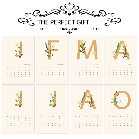 2026 Minimalist Alphabet Floral Paper Calendar Cards Aesthetic Ins Style Wall Decor Photo Props Art Postcards