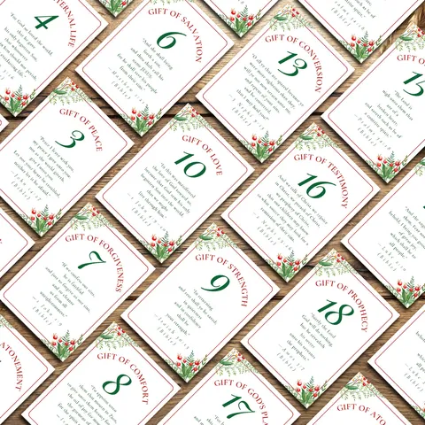 Christmas Advent Countdown Cards Bible Verse Scripture Cards Set With Botanical Holly Berries Design Inspirational Holiday Message Cards Gift