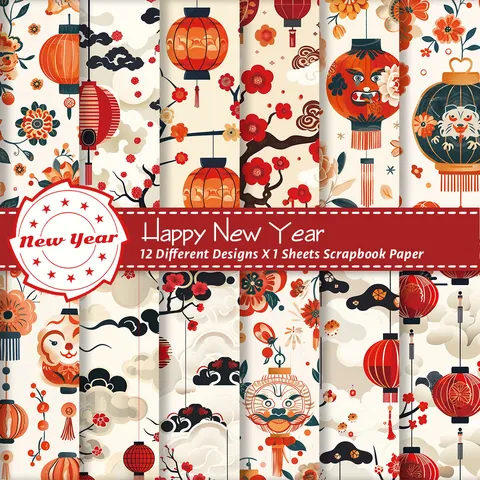 Vintage Neujahr Scrapbook Papier Säurefrei Gemustert Karton DIY Hand Account Journal Hintergrund Dekoration Material