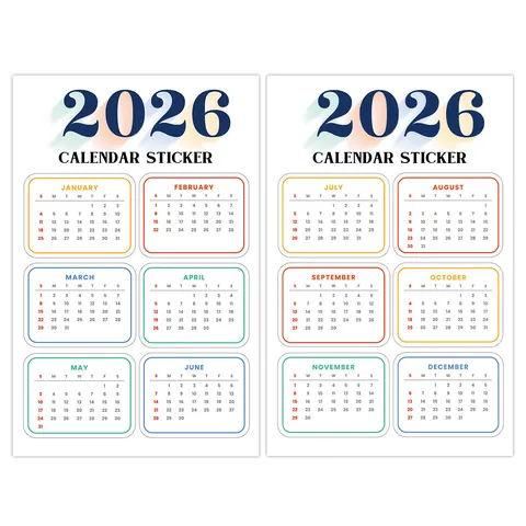 2026 Full Year Calendar Stickers Set Minimalist English Date Labels For Planner Journal Scrapbooking Office School Supplies