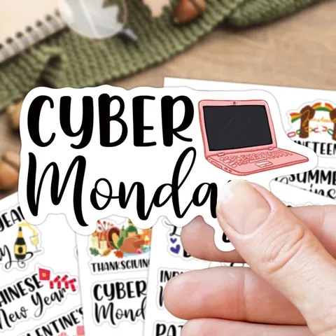 Holiday Planner Stickers Yearly Festive Monthly Labels Colorful English Typography Scrapbooking Journaling Decorative Stickers