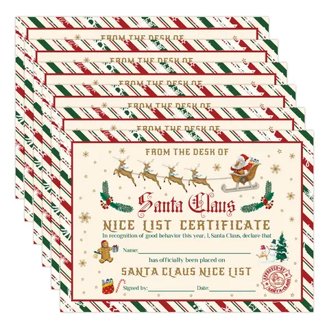 Weihnachtsmann Guter Liste Zertifikat Für Kinder Belohnung Karte Vintage Weihnachten Party Geschenk Personalisierbar Name Papierkarte