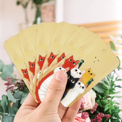 Cat Illustration Gift Tags With Hemp Rope Retro Cardboard Hanging Labels For Gift Wrapping Party Favors DIY Decoration Accessories
