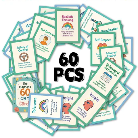 Tarjetas de Terapia Cognitivo Conductual TCC Educación sobre Salud Mental Flashcards Herramientas de Mindfulness Tarjetas de Asesoramiento