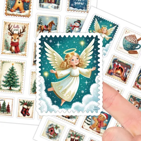 Pegatinas Decorativas Estilo Sello Invierno Navidad Para Envoltura Regalos Festivos DIY Scrapbooking Etiquetas Diario