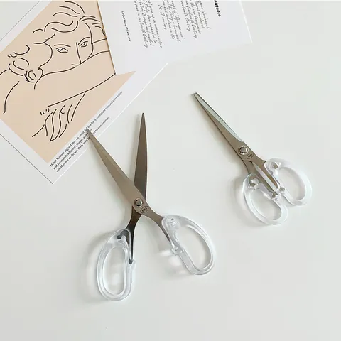 Forbici in Acciaio Inossidabile con Manico Trasparente Minimalista Cancelleria Ufficio Casa Scrapbooking Art Taglio Forbici