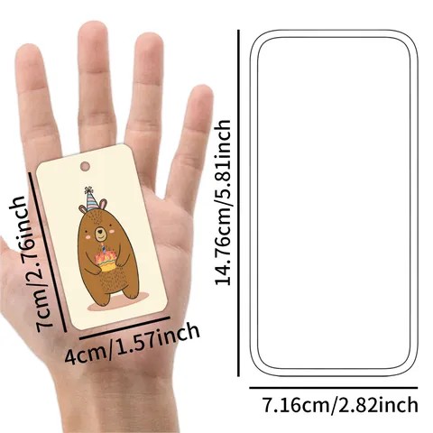 Cute Cartoon Bear Birthday Gift Tags Paper Hanging Label For Birthday Party DIY Craft Supplies With Hemp Rope Decor