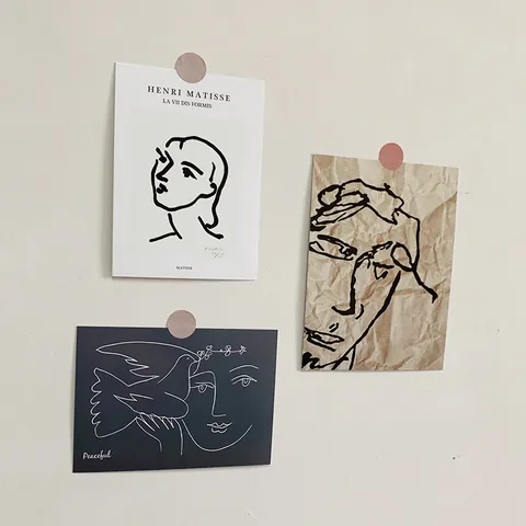 Henri Matisse Style Minimalist Line Art Decorative Cards Abstract Portrait Dove Pattern Paper Postcards Wall Decoration