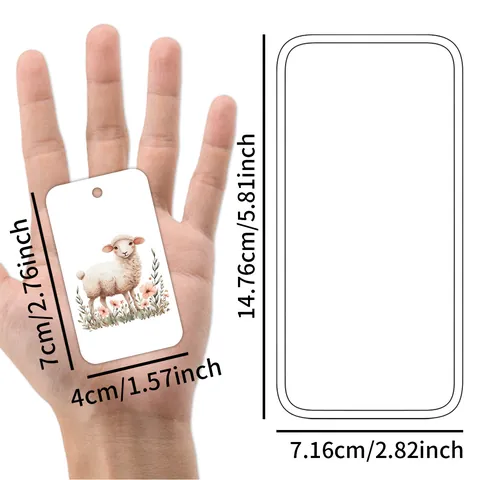 Easter Sheep Gift Tags With Hemp Rope Watercolor Goat Pattern Cardstock Hanging Labels For DIY Party Favor Gift Wrapping Decoration