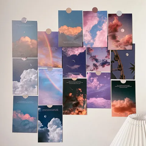 Juego de Postales Decorativas de Paisajes de Cielo de Ensueño Estético Cartel de Arte de Pared de Cartón Para Decoración de Habitaciones