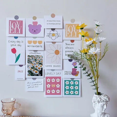 Korean Ins Style Daisy Flower Wall Decoration Cards Aesthetic Art Postcards For Bedroom Dormitory Home Background Decor