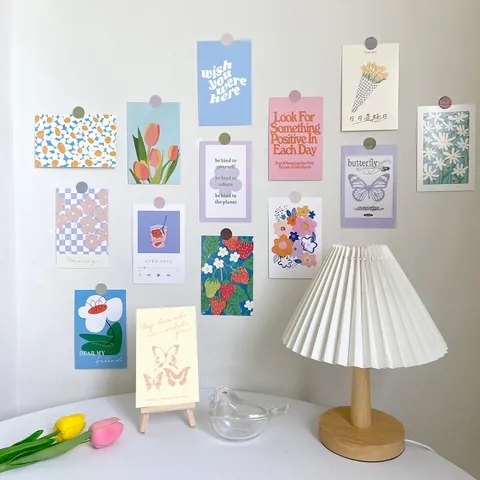 Cartes Décoratives Style Nordique Ins Pour Décoration Murale Illustrations Florales Cartes Postales Pour Chambre Dortoir Maison