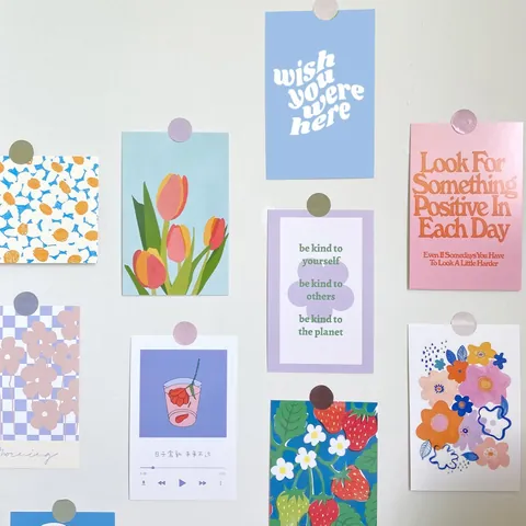 Cartes Décoratives Style Nordique Ins Pour Décoration Murale Illustrations Florales Cartes Postales Pour Chambre Dortoir Maison