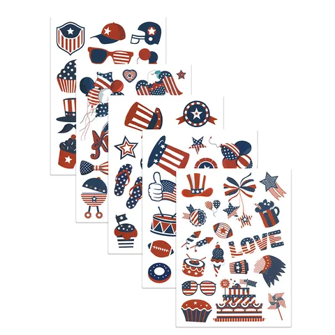 Pegatinas Del Día De La Independencia De EE UU 4 De Julio Tema Patriótico Bandera Estrella Sombrero Pegatinas Decorativas DIY Para Fiesta