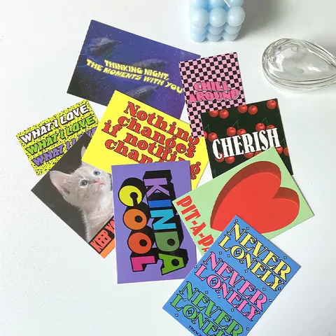 Amerikanische Vintage Katze Herz Kirsche Dekorative Postkarten Für Wanddeko Y2K Retro Ästhetik Karten DIY Schreibwaren Geschenk