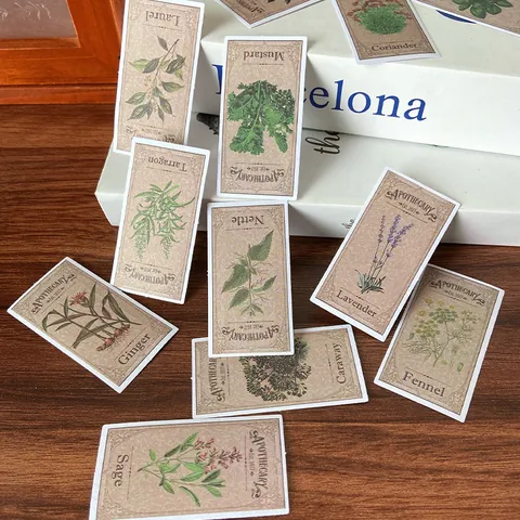 Vintage Apothecary Botanical Stickers Retro Plant Fern Stamp Labels For Journaling Scrapbooking DIY Planner Decorative Paper