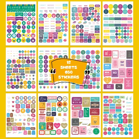 Autocollants de Planification Multicolores Pour Scrapbooking Journaling Calendrier Hebdomadaire Mensuel Autocollants Décoratifs Accessoires de Carnet